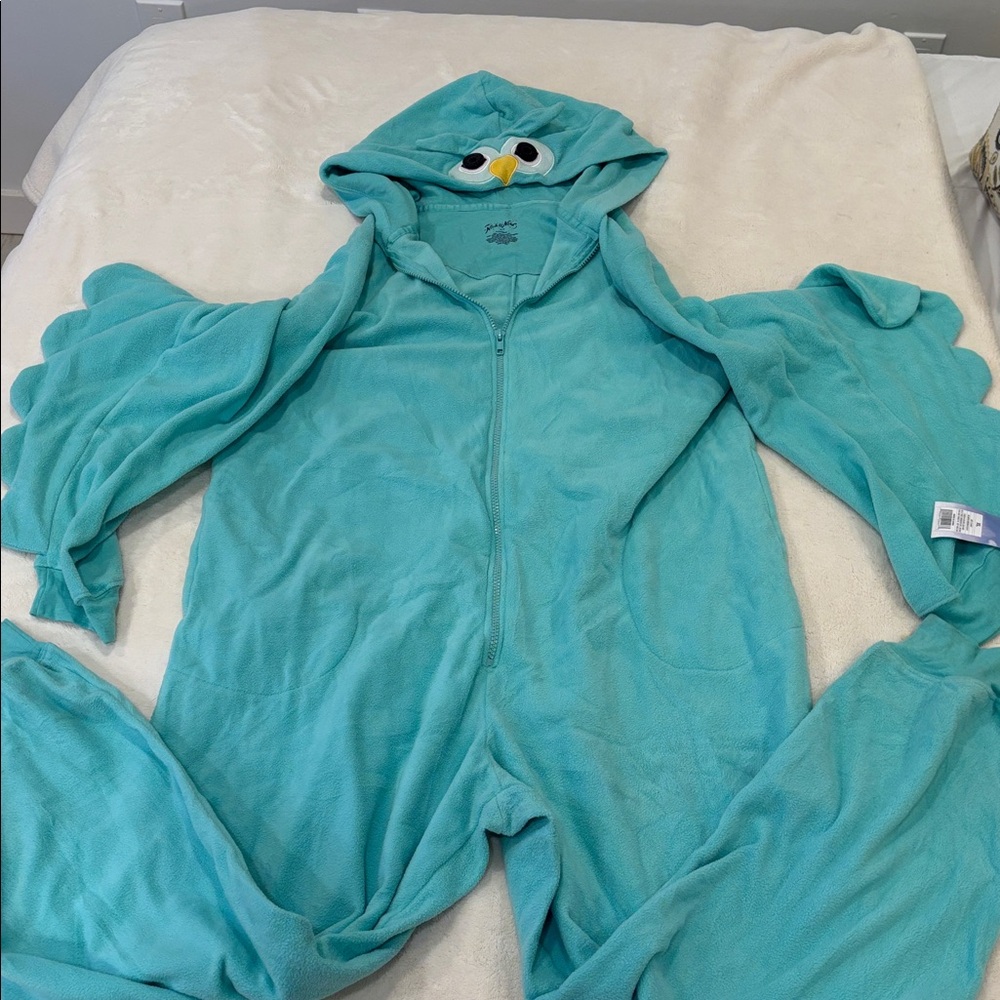 NWT Nick & Nora XL Aqua Owl Hooded Onesie
